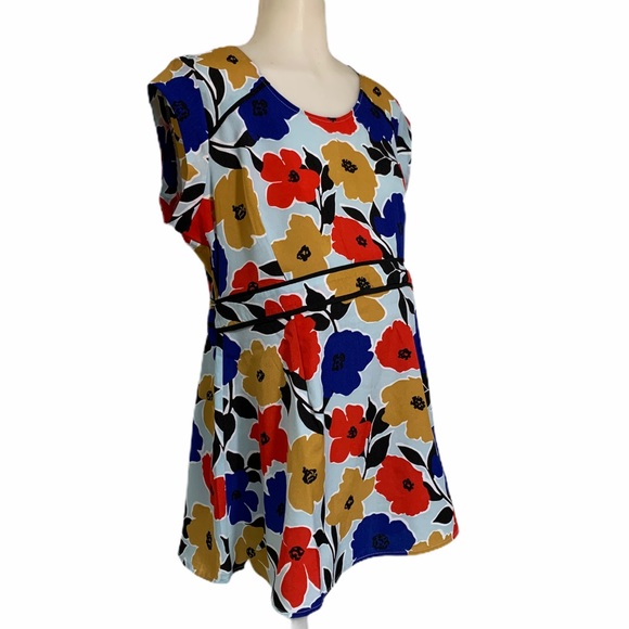 MOTHERHOOD Top Flower New Sheer Poly Red/Blue/Gold Medium Mommy - Picture 1 of 13